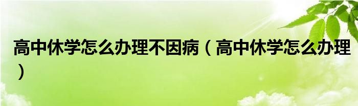 高中休学怎么办理不因病（高中休学怎么办理）