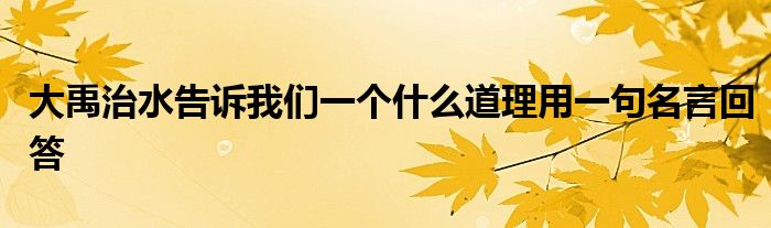 大禹治水告诉我们一个什么道理用一句名言回答