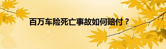 百万车险死亡事故如何赔付？