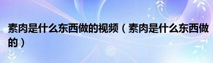 素肉是什么东西做的视频（素肉是什么东西做的）