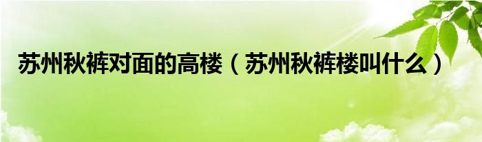 苏州秋裤对面的高楼（苏州秋裤楼叫什么）