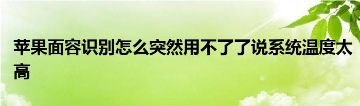 苹果面容识别怎么突然用不了了说系统温度太高