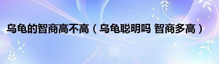 乌龟的智商高不高（乌龟聪明吗 智商多高）