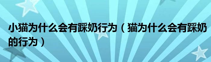 小猫为什么会有踩奶行为（猫为什么会有踩奶的行为）