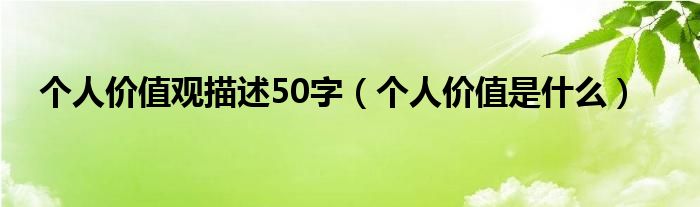 个人价值观描述50字（个人价值是什么）