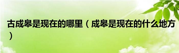 古成皋是现在的哪里（成皋是现在的什么地方）