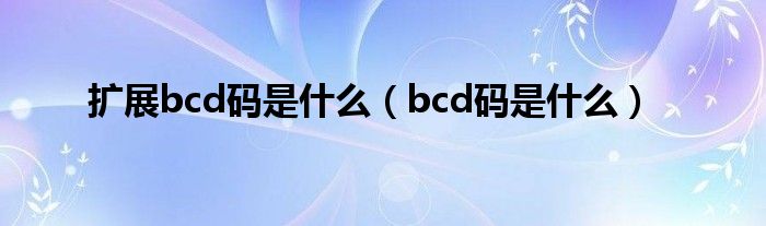 扩展bcd码是什么（bcd码是什么）