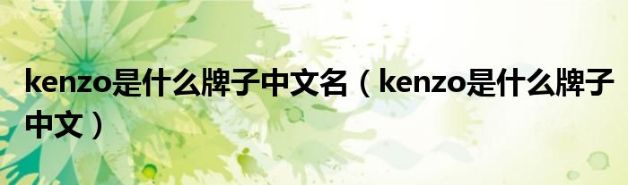 kenzo是什么牌子中文名（kenzo是什么牌子中文）