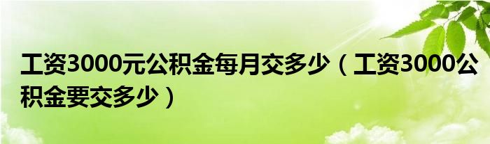 工资3000元公积金每月交多少（工资3000公积金要交多少）