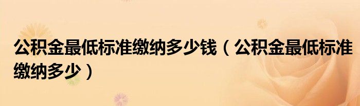 公积金最低标准缴纳多少钱（公积金最低标准缴纳多少）