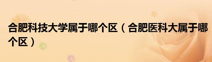 合肥科技大学属于哪个区（合肥医科大属于哪个区）