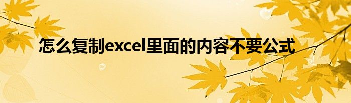 怎么复制excel里面的内容不要公式