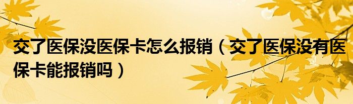 交了医保没医保卡怎么报销（交了医保没有医保卡能报销吗）