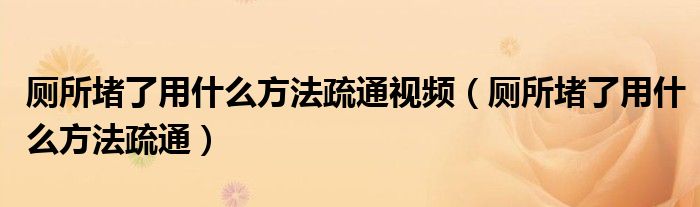 厕所堵了用什么方法疏通视频（厕所堵了用什么方法疏通）