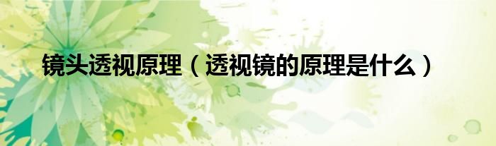 镜头透视原理（透视镜的原理是什么）