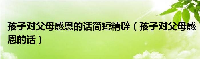 孩子对父母感恩的话简短精辟（孩子对父母感恩的话）