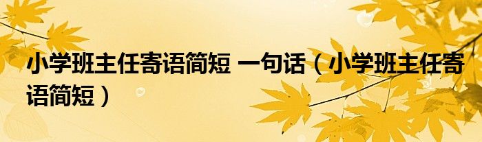 小学班主任寄语简短 一句话（小学班主任寄语简短）