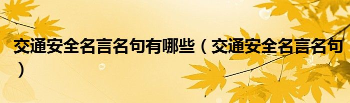 交通安全名言名句有哪些（交通安全名言名句）