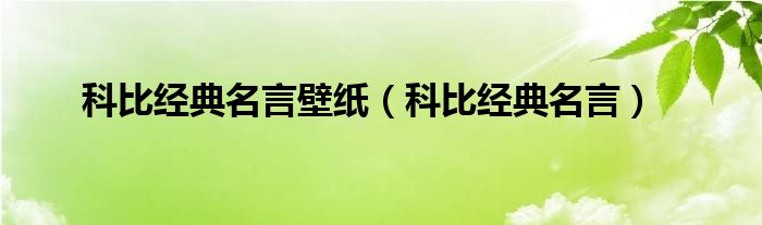 科比经典名言壁纸（科比经典名言）