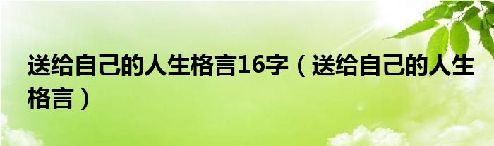 送给自己的人生格言16字（送给自己的人生格言）