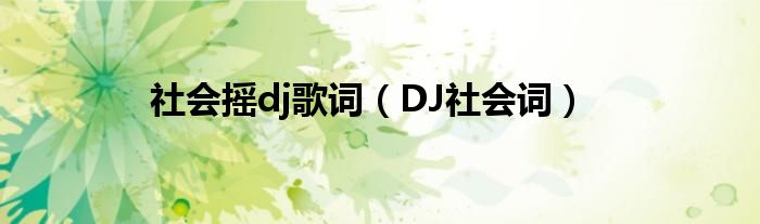 社会摇dj歌词（DJ社会词）