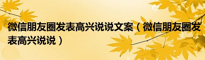 微信朋友圈发表高兴说说文案（微信朋友圈发表高兴说说）