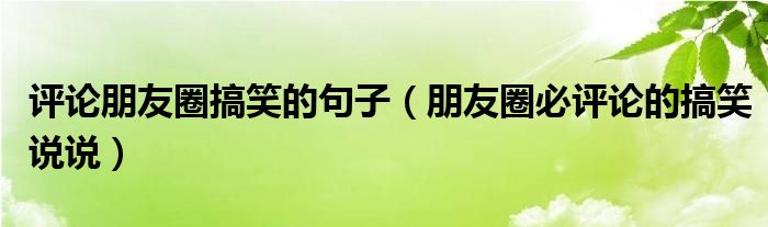 评论朋友圈搞笑的句子（朋友圈必评论的搞笑说说）