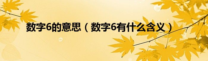 数字6的意思（数字6有什么含义）