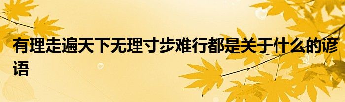 有理走遍天下无理寸步难行都是关于什么的谚语