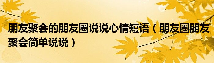 朋友聚会的朋友圈说说心情短语（朋友圈朋友聚会简单说说）