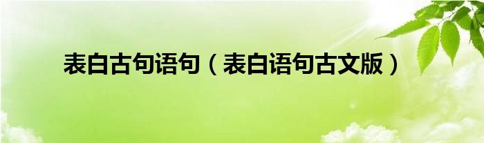 表白古句语句（表白语句古文版）