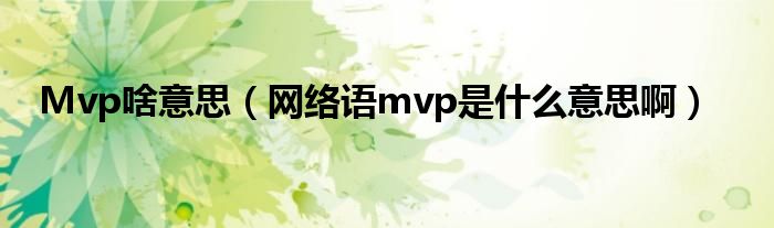 Mvp啥意思（网络语mvp是什么意思啊）