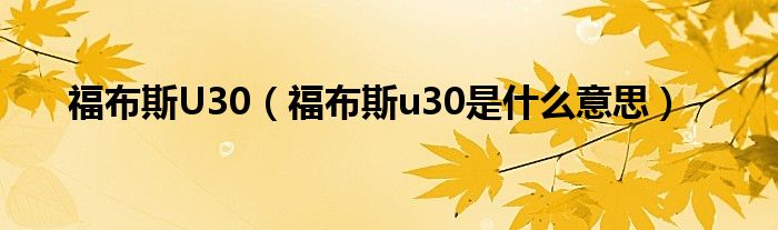 福布斯U30（福布斯u30是什么意思）