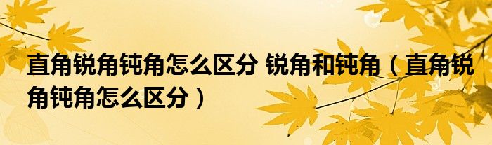 直角锐角钝角怎么区分 锐角和钝角（直角锐角钝角怎么区分）