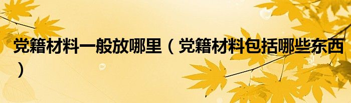 党籍材料一般放哪里（党籍材料包括哪些东西）