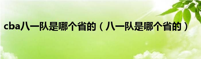 cba八一队是哪个省的（八一队是哪个省的）