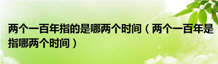 两个一百年指的是哪两个时间（两个一百年是指哪两个时间）