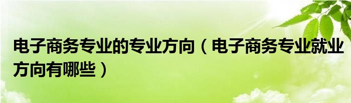 电子商务专业的专业方向（电子商务专业就业方向有哪些）