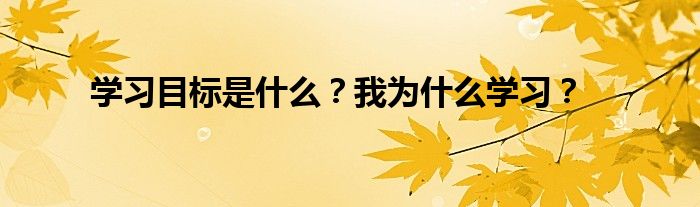 学习目标是什么？我为什么学习？