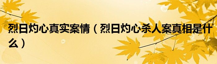 烈日灼心真实案情（烈日灼心杀人案真相是什么）