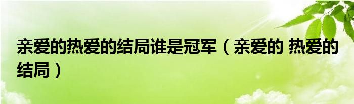 亲爱的热爱的结局谁是冠军（亲爱的 热爱的 结局）