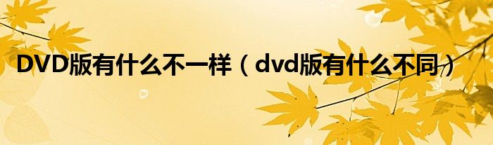 DVD版有什么不一样（dvd版有什么不同）