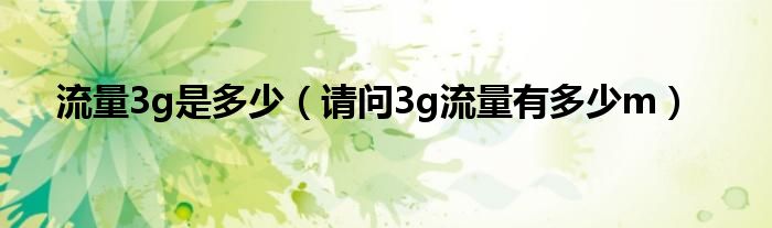 流量3g是多少（请问3g流量有多少m）