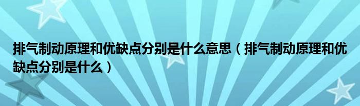 排气制动原理和优缺点分别是什么意思（排气制动原理和优缺点分别是什么）