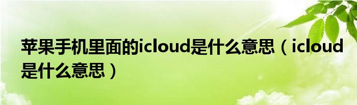 苹果手机里面的icloud是什么意思（icloud是什么意思）