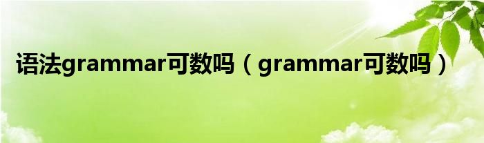 语法grammar可数吗（grammar可数吗）