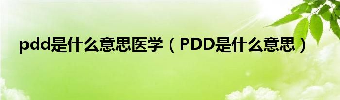 pdd是什么意思医学（PDD是什么意思）