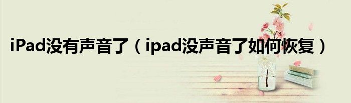 iPad没有声音了（ipad没声音了如何恢复）