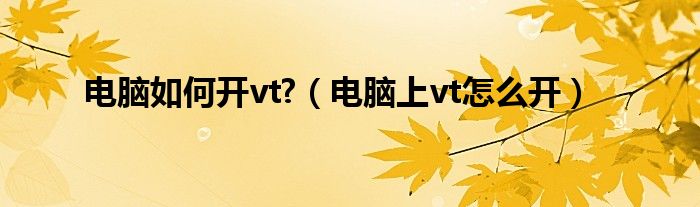 电脑如何开vt?（电脑上vt怎么开）