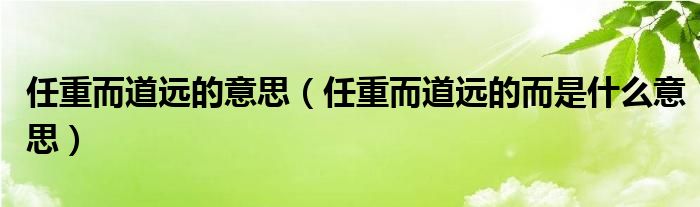 任重而道远的意思（任重而道远的而是什么意思）